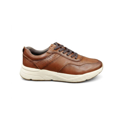 Ανδρικό Casual Sneaker - Καφέ Σκούρο με Λευκή Σόλα Καφέ Λάρισα-eshop