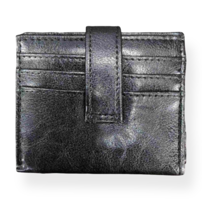 Slim Πορτοφόλι & Card Holder με Κούμπωμα - Μαύρο Λάρισα-eshop