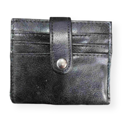 Slim Πορτοφόλι & Card Holder με Κούμπωμα - Μαύρο Λάρισα-eshop
