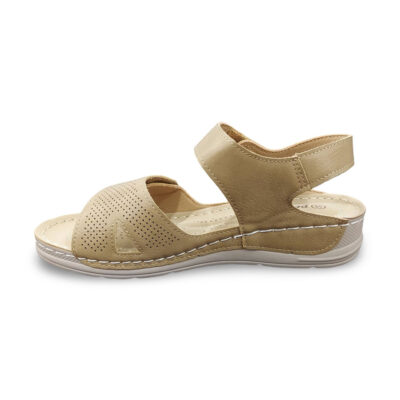 Γυναικεία Πέδιλα με Velcro - Μπεζ/Καφέ Λάρισα-eshop