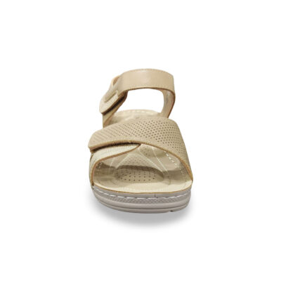 Γυναικεία Πέδιλα με Velcro - Μπεζ/Καφέ Λάρισα-eshop