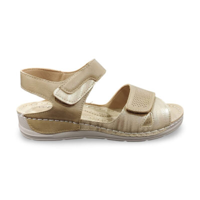 Γυναικεία Πέδιλα με Velcro - Μπεζ/Καφέ Λάρισα-eshop