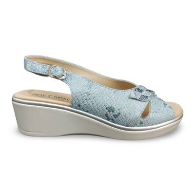 Γυναικείες Πλατφόρμες Peep-Toe - Μπλε / Μπεζ Λάρισα-eshop